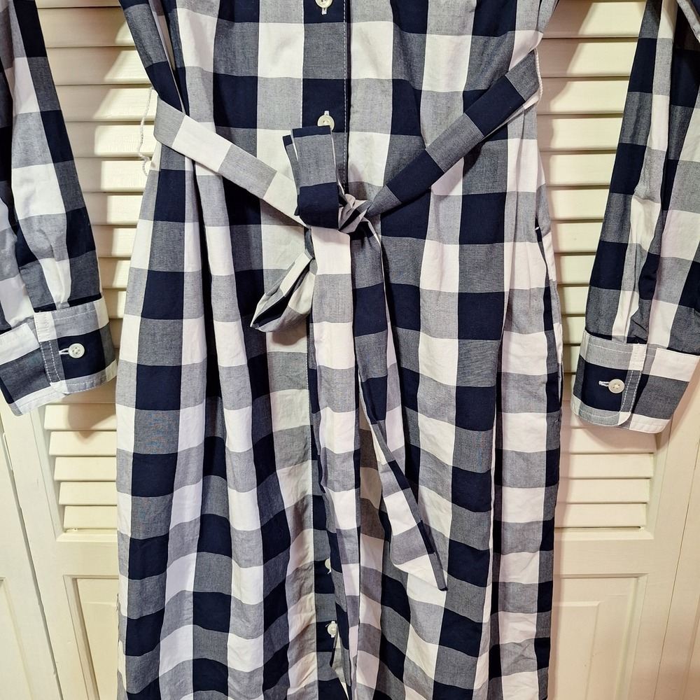 J Crew Womens Size 2 Tie Belt Poplin Longsleeve Shirt Dress Button Front Pockets - Picture 12 of 15